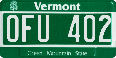 VT license plate OFU402