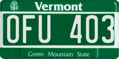 VT license plate OFU403