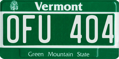 VT license plate OFU404