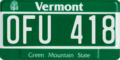 VT license plate OFU418