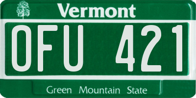 VT license plate OFU421