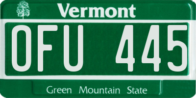 VT license plate OFU445