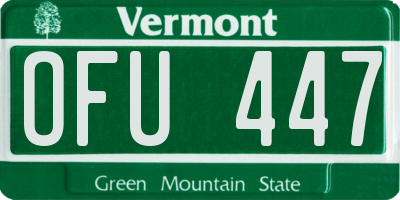 VT license plate OFU447