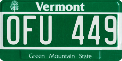 VT license plate OFU449