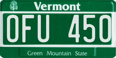 VT license plate OFU450