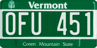 VT license plate OFU451