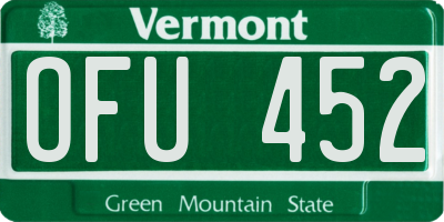 VT license plate OFU452