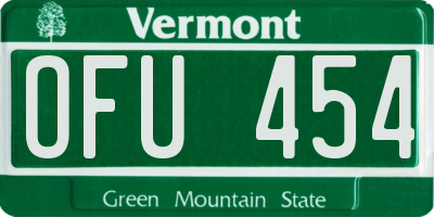 VT license plate OFU454