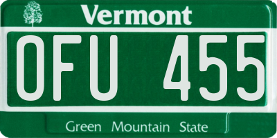 VT license plate OFU455