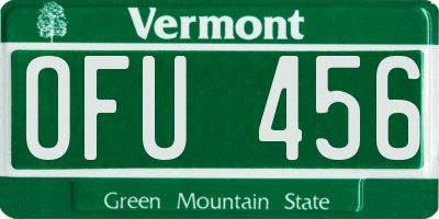 VT license plate OFU456