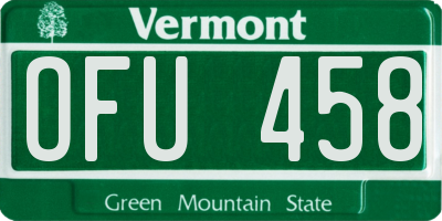 VT license plate OFU458