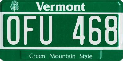 VT license plate OFU468