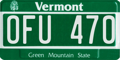 VT license plate OFU470
