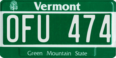 VT license plate OFU474