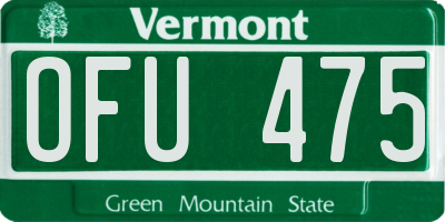 VT license plate OFU475