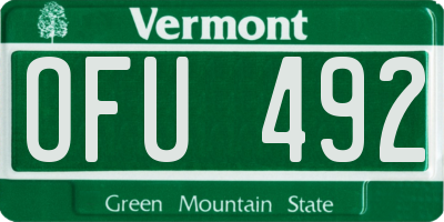 VT license plate OFU492