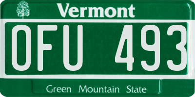 VT license plate OFU493