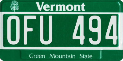 VT license plate OFU494