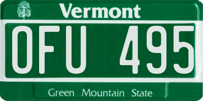 VT license plate OFU495