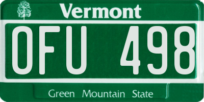 VT license plate OFU498