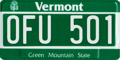 VT license plate OFU501