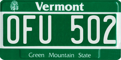 VT license plate OFU502
