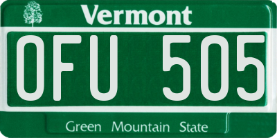 VT license plate OFU505