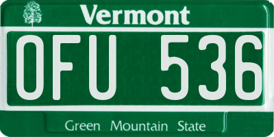 VT license plate OFU536