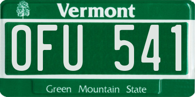 VT license plate OFU541