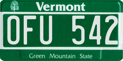 VT license plate OFU542