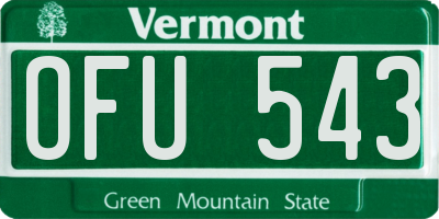 VT license plate OFU543