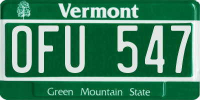 VT license plate OFU547