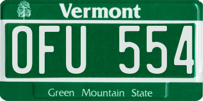 VT license plate OFU554
