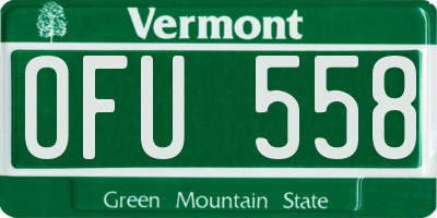 VT license plate OFU558