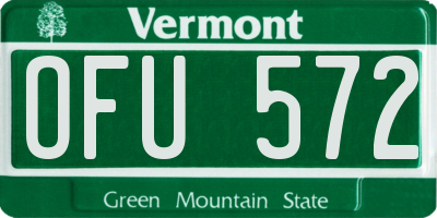 VT license plate OFU572