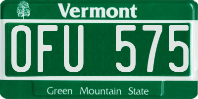 VT license plate OFU575