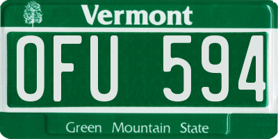 VT license plate OFU594