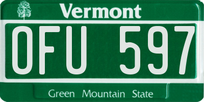 VT license plate OFU597