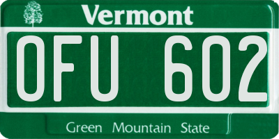 VT license plate OFU602