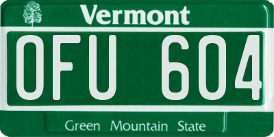 VT license plate OFU604