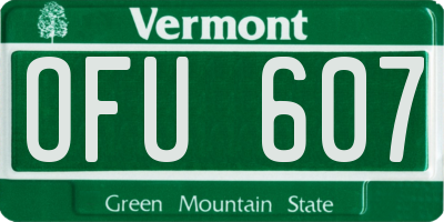 VT license plate OFU607