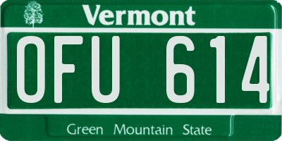 VT license plate OFU614