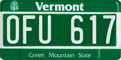 VT license plate OFU617