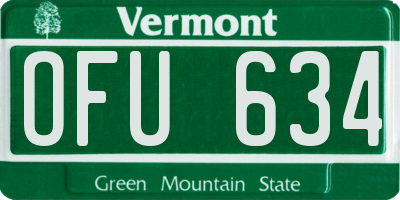 VT license plate OFU634