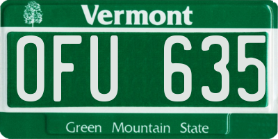 VT license plate OFU635