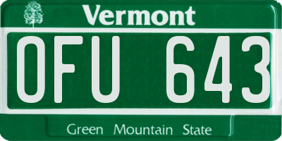 VT license plate OFU643
