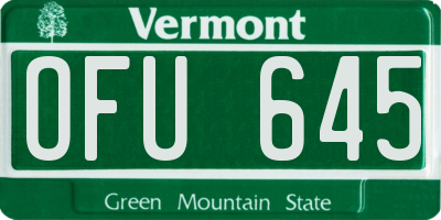 VT license plate OFU645