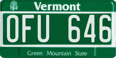 VT license plate OFU646