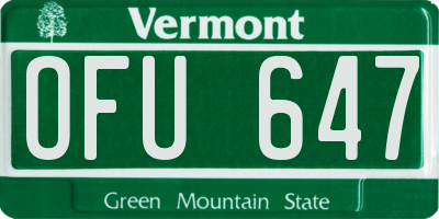 VT license plate OFU647
