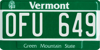 VT license plate OFU649